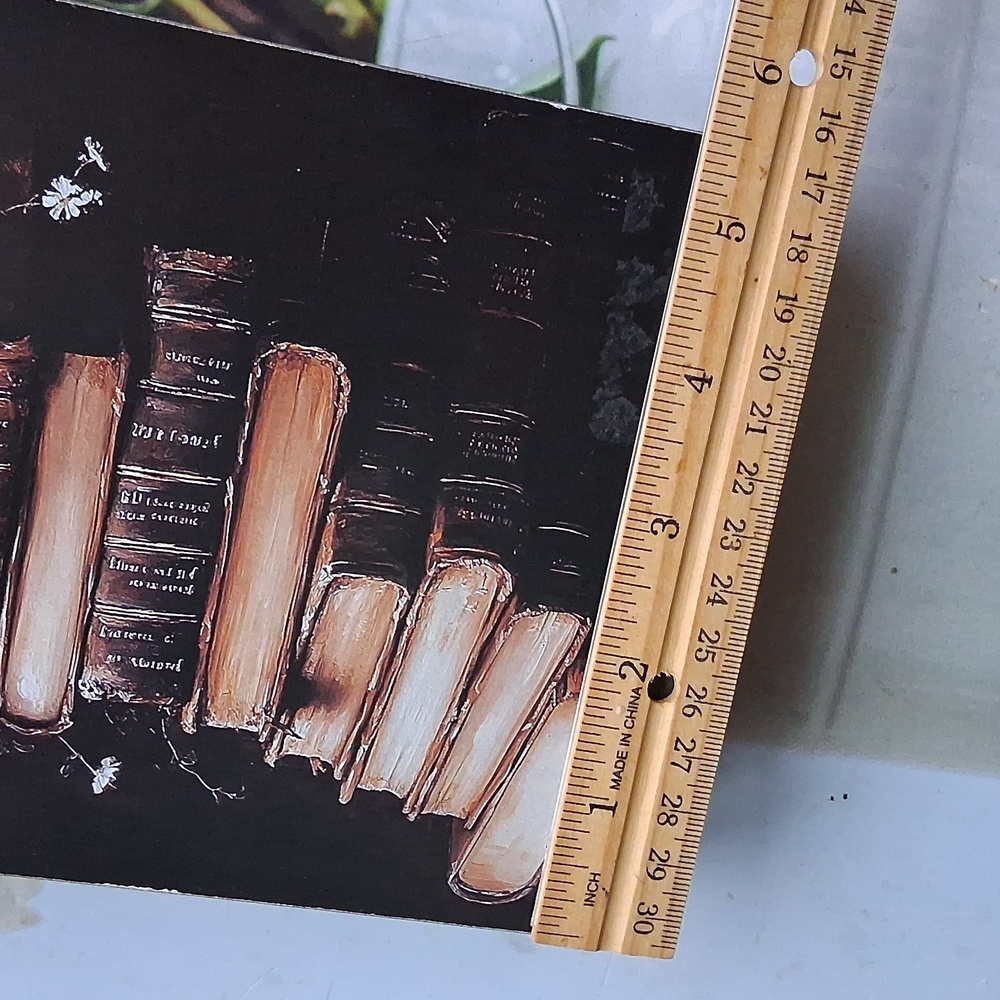 Fashionable Book Stack With Babys Breath Wooden Wall Plaque - Picture 4 of 5